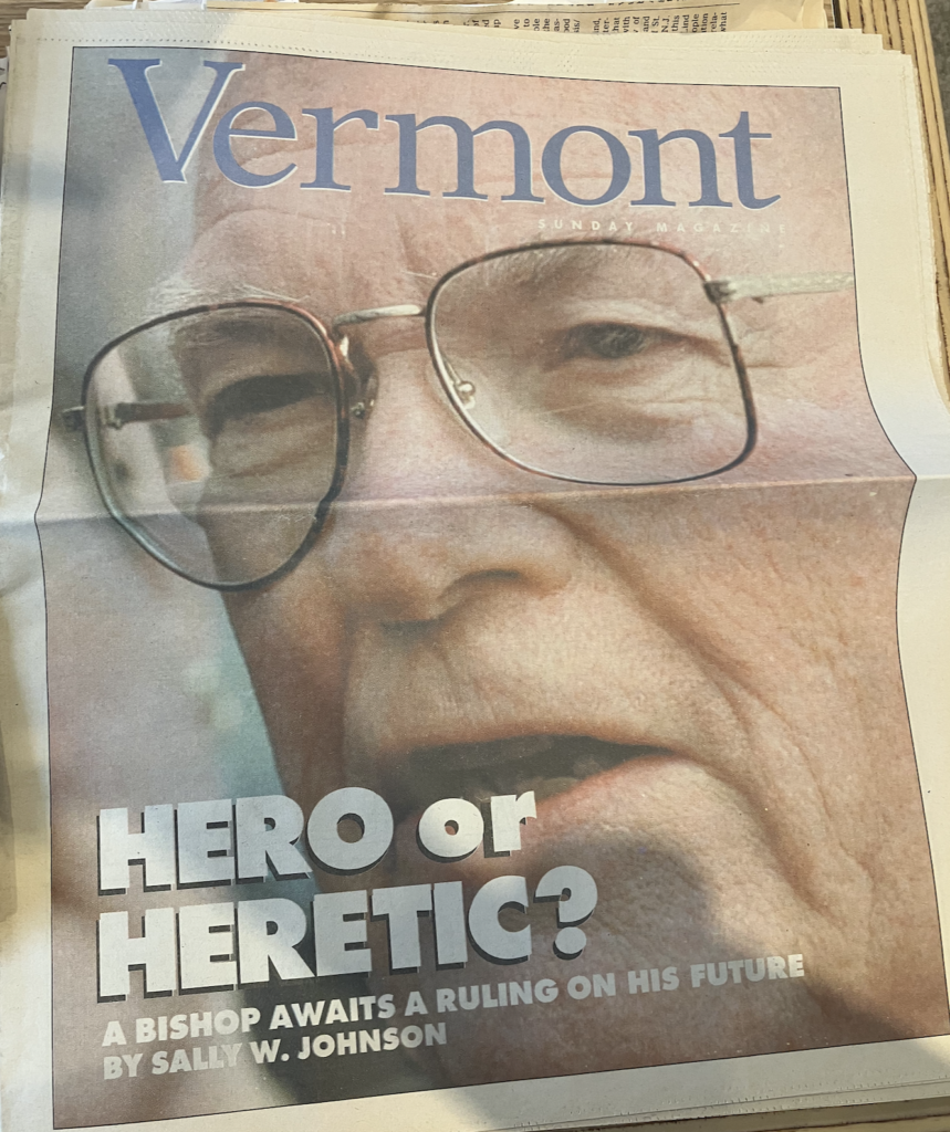 Bishop Walter Righter on the Cover of the Vermont Sunday Magazine: Hero or Heretic?